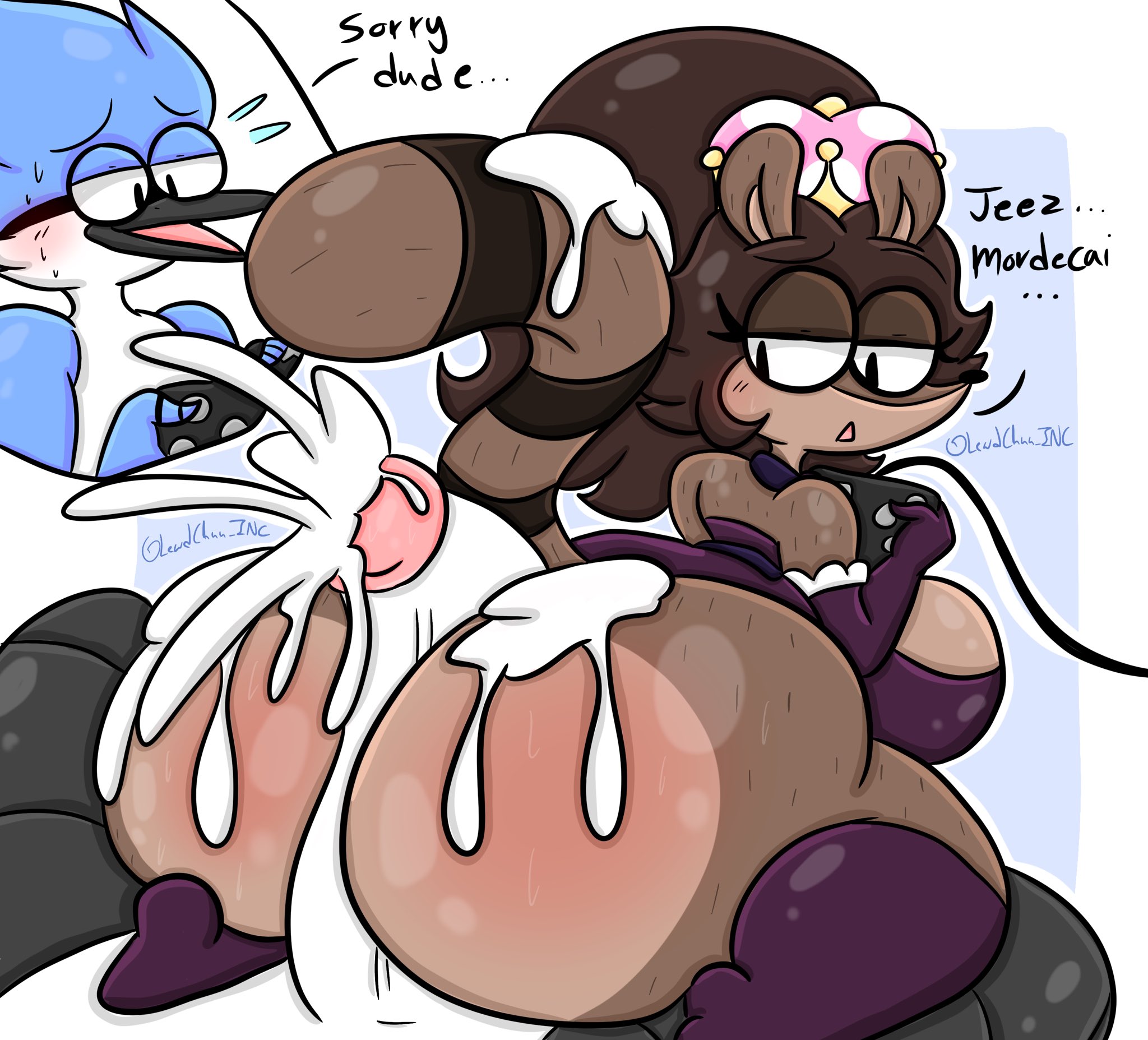 Post Crossover LewdChuu INC Mordecai New Super Mario Bros U Deluxe Regular Show Rigby