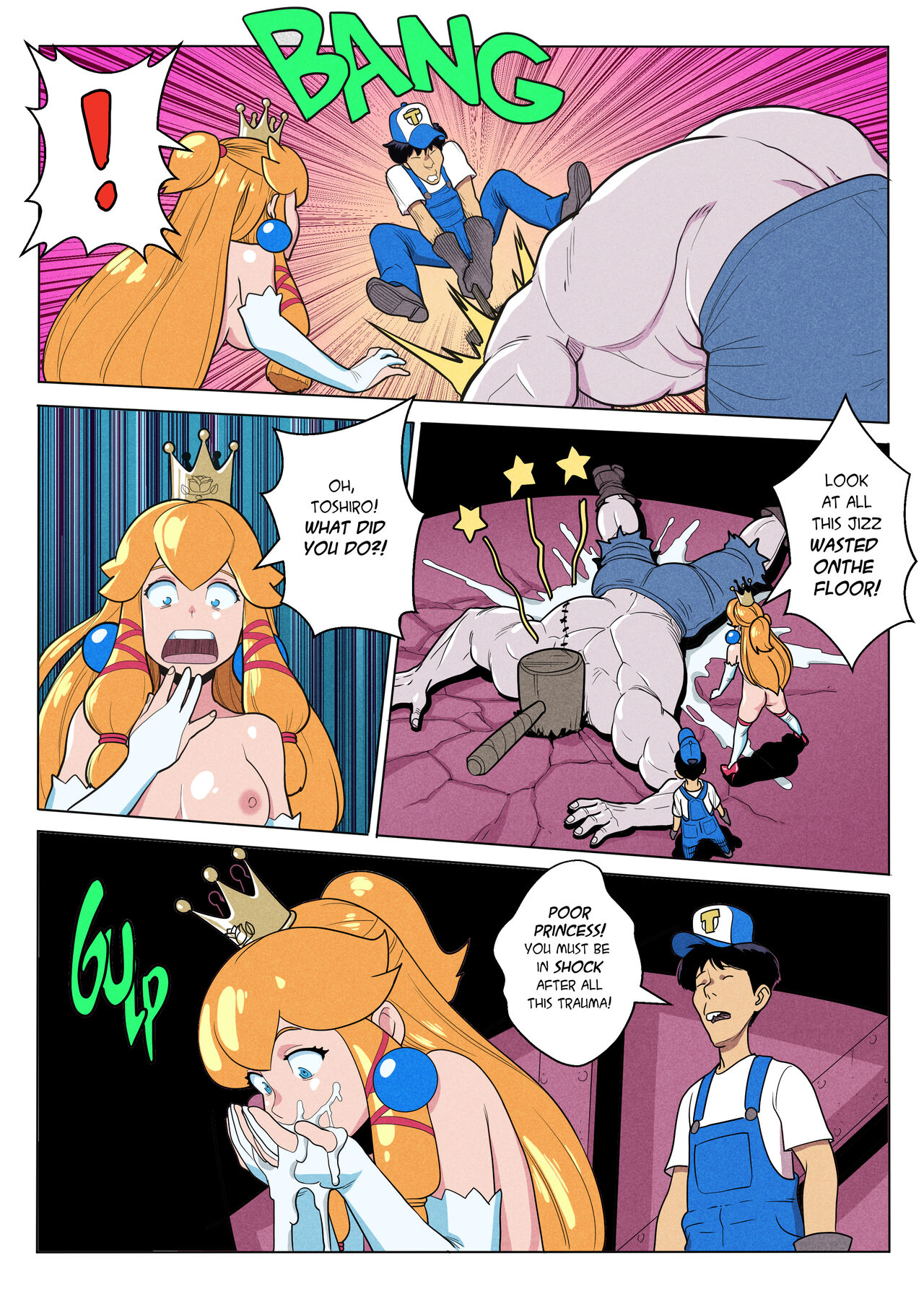 Frankenstein's_Monster Princess_Peach Super_Mario_Bros. Tekuho comic crossover