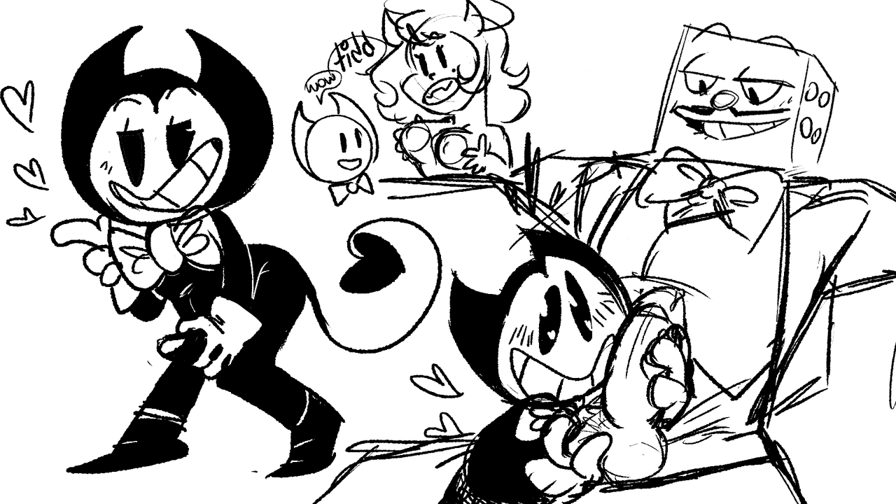 Alice_Angel Bendy Bendy_and_the_Ink_Machine Cuphead_(series) King_Dice artsehole crossover