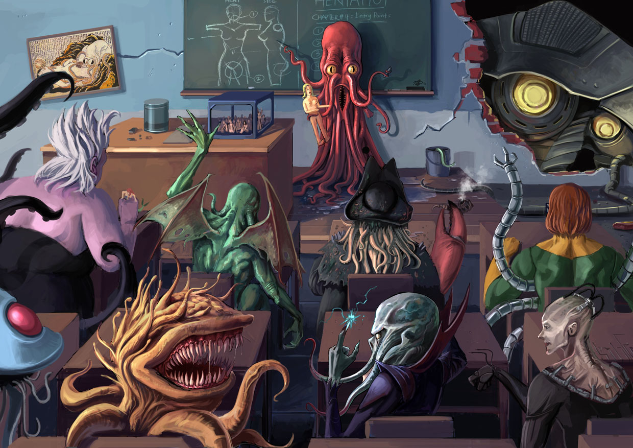 Ariel Borg_Queen Cthulhu Cthulhu_Mythos Davy_Jones Doctor_Octopus Dungeons_and_Dragons Final_Fantasy_(series) Final_Fantasy_I Hokusai Illithid Malboro Marvel Pirates_of_the_Caribbean Porkyman Spider-Man Star_Trek Tentacruel The_Dream_Of_The_Fisherman's_Wife The_Little_Mermaid The_Tripod Ursula War_of_the_Worlds art crossover featured_image literature octopus