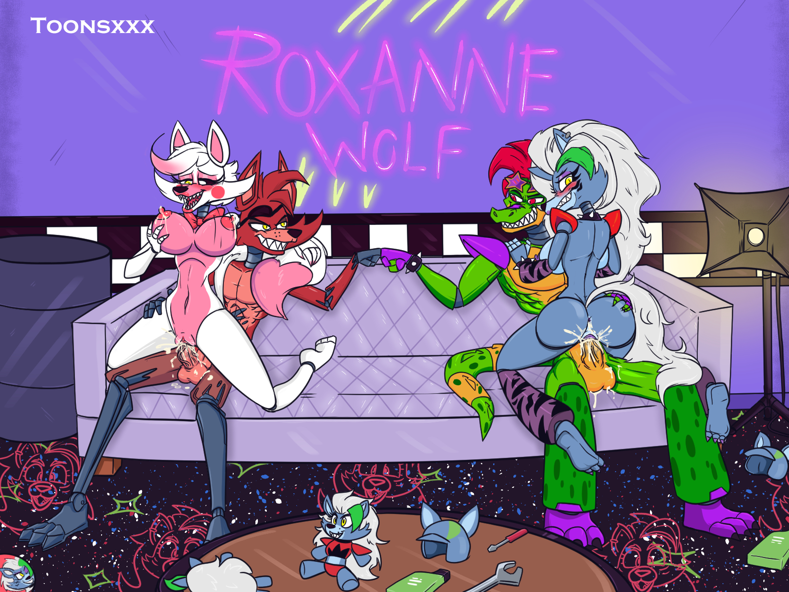 ElToonsz Five_Nights_at_Freddy's Five_Nights_at_Freddy's:_Security_Breach Foxy Mangle Montgomery_Gator Roxanne_Wolf