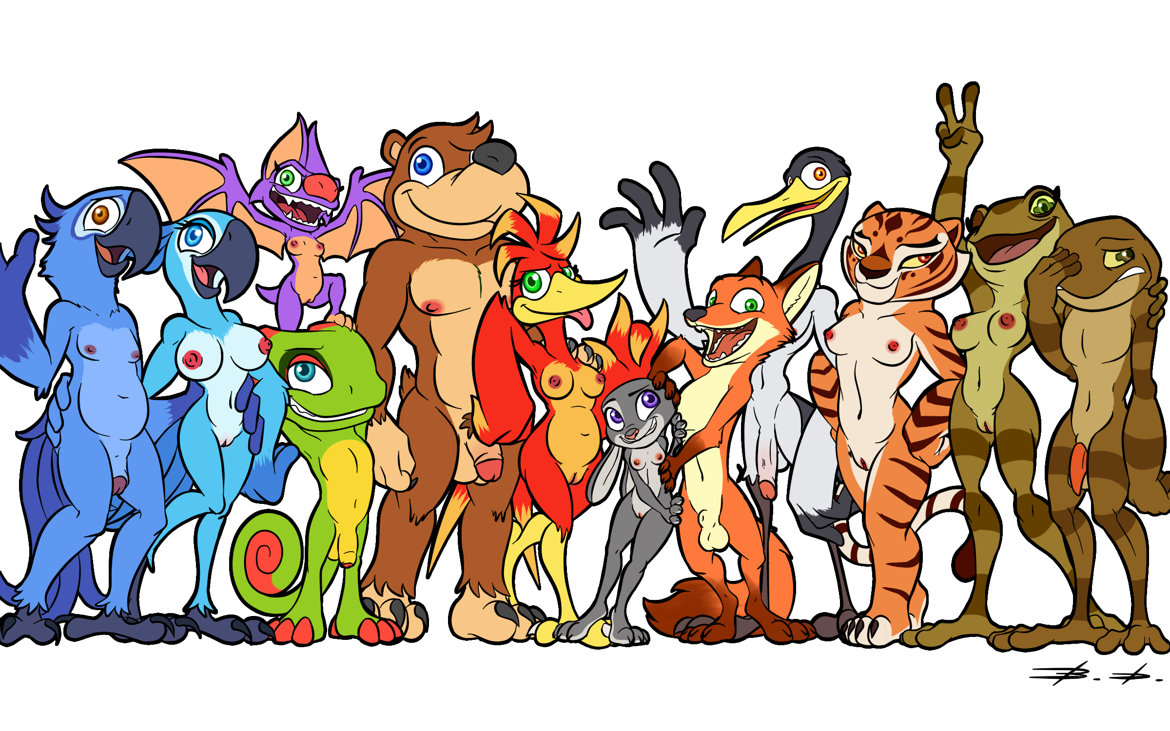 Acala Banjo Banjo-Kazooie BassyBefuddle Blu Jewel Judy_Hopps Kazooie Kulipari Kung_Fu_Panda Laylee Master_Crane Master_Tigress Nick_Wilde Rio Yooka Yooka-Laylee Zootopia crossover darel