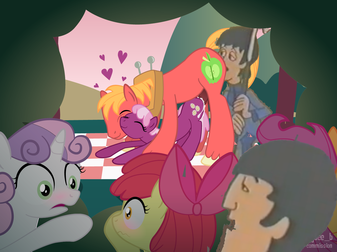 Apple_Bloom Big_Macintosh Cheerilee Cutie_Mark_Crusaders Friendship_is_Magic John_Lennon My_Little_Pony Paul_McCartney Scootaloo Sweetie_Belle The_Beatles crossover music syoee_b the_beatles_cartoon