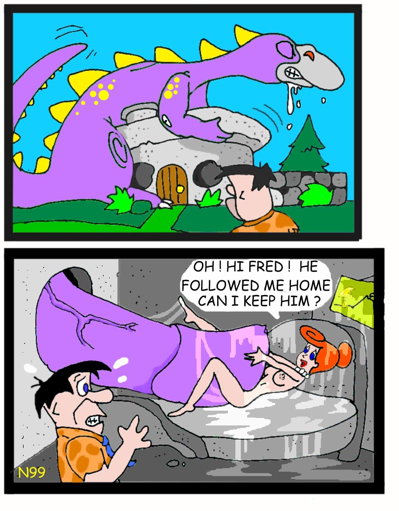 Brontosaurus Fred_Flintstone The_Flintstones Wilma_Flintstone comic necron99