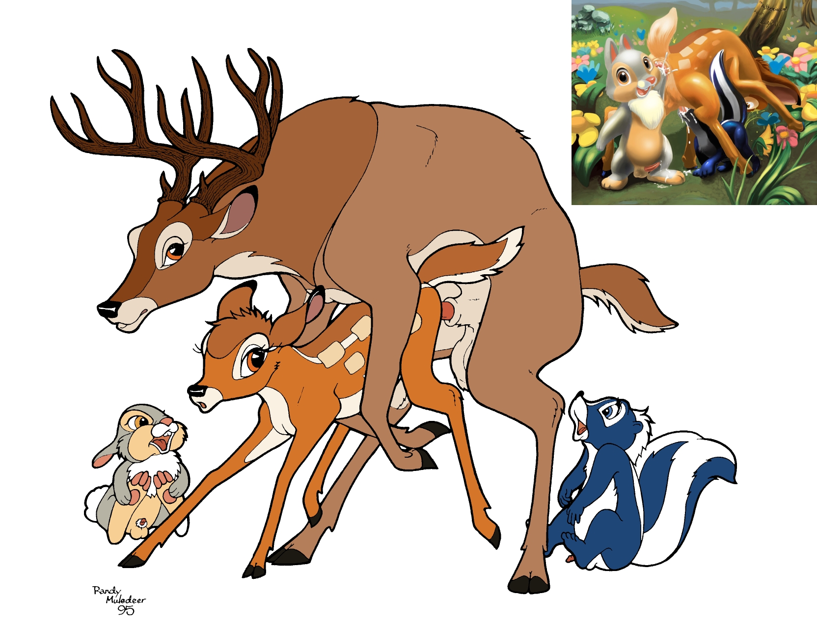 Bambi Bambi_(character) Flower Randy_Muledeer Thumper WhippyTail tagme