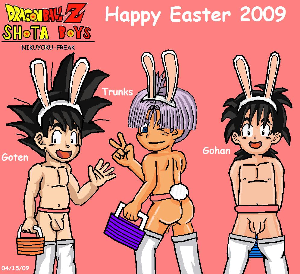 Post 638152: Dragon_Ball_(series) Easter Nikuyoku-Freak Son_Gohan Son_Goten  Trunks_Briefs