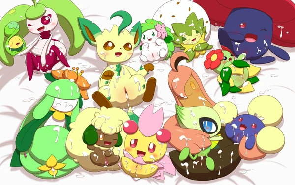 Bellossom Budew Celebi Cherrim Eldegoss Gourgeist Jumpluff Leafeon Lilligant Porkyman Shaymin Steenee Vileplume Whimsicott minamipoke