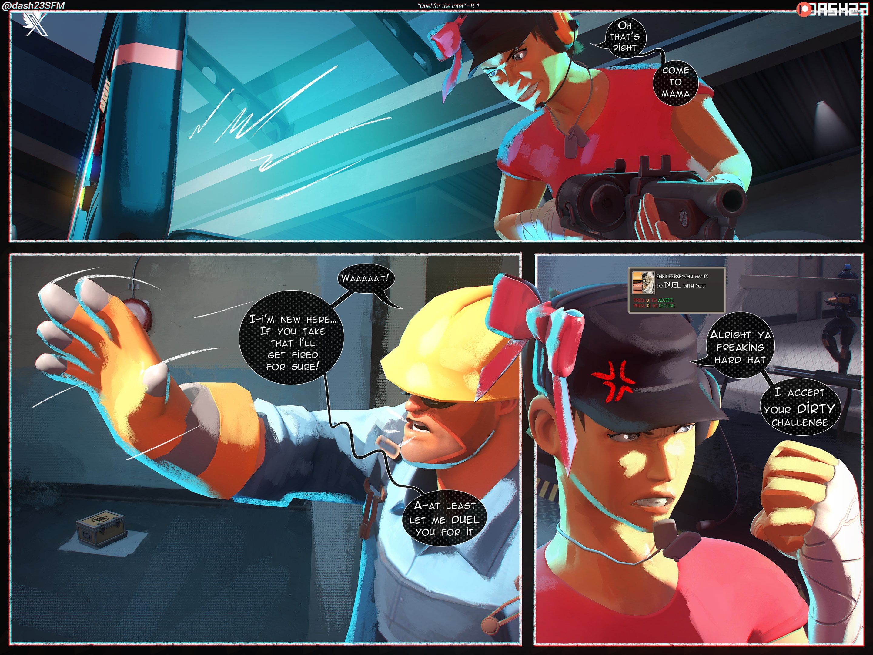 Dash23SFM Engineer Rule_63 Scout Source_Filmmaker Team_Fortress_2 comic