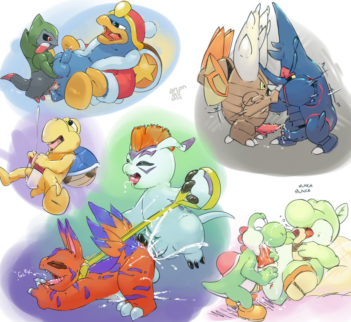 ArgonVile Digimon Elecmon Fraxure Gomamon Heracross King_Dedede Kirby_(series) Koopa Koopa_Troopa Mega_Evolution Mega_Heracross Mega_Pinsir Pinsir Porkyman Super_Mario_Bros. Yoshi Yoshi_Chief crossover