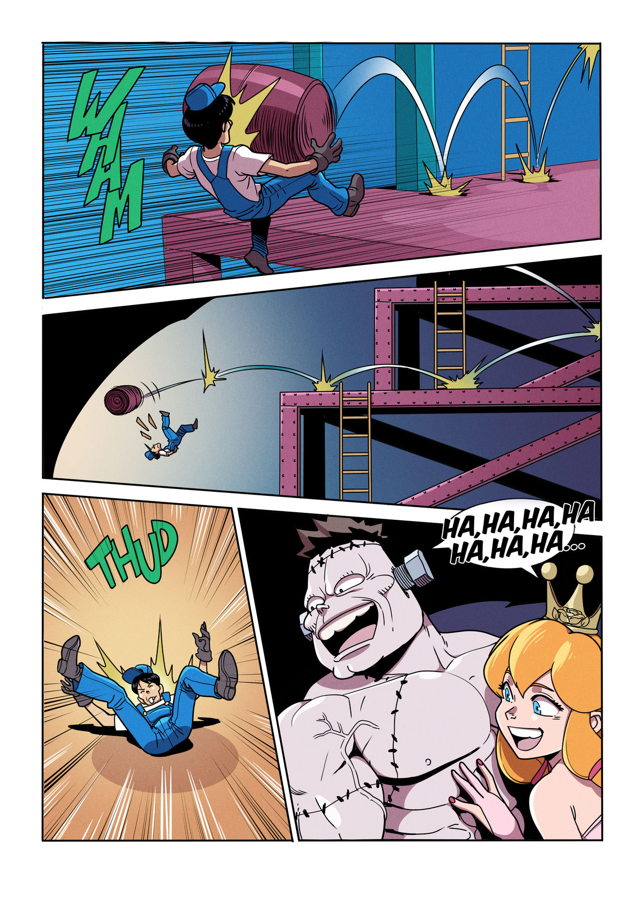 Frankenstein's_Monster Princess_Peach Super_Mario_Bros. Tekuho comic crossover