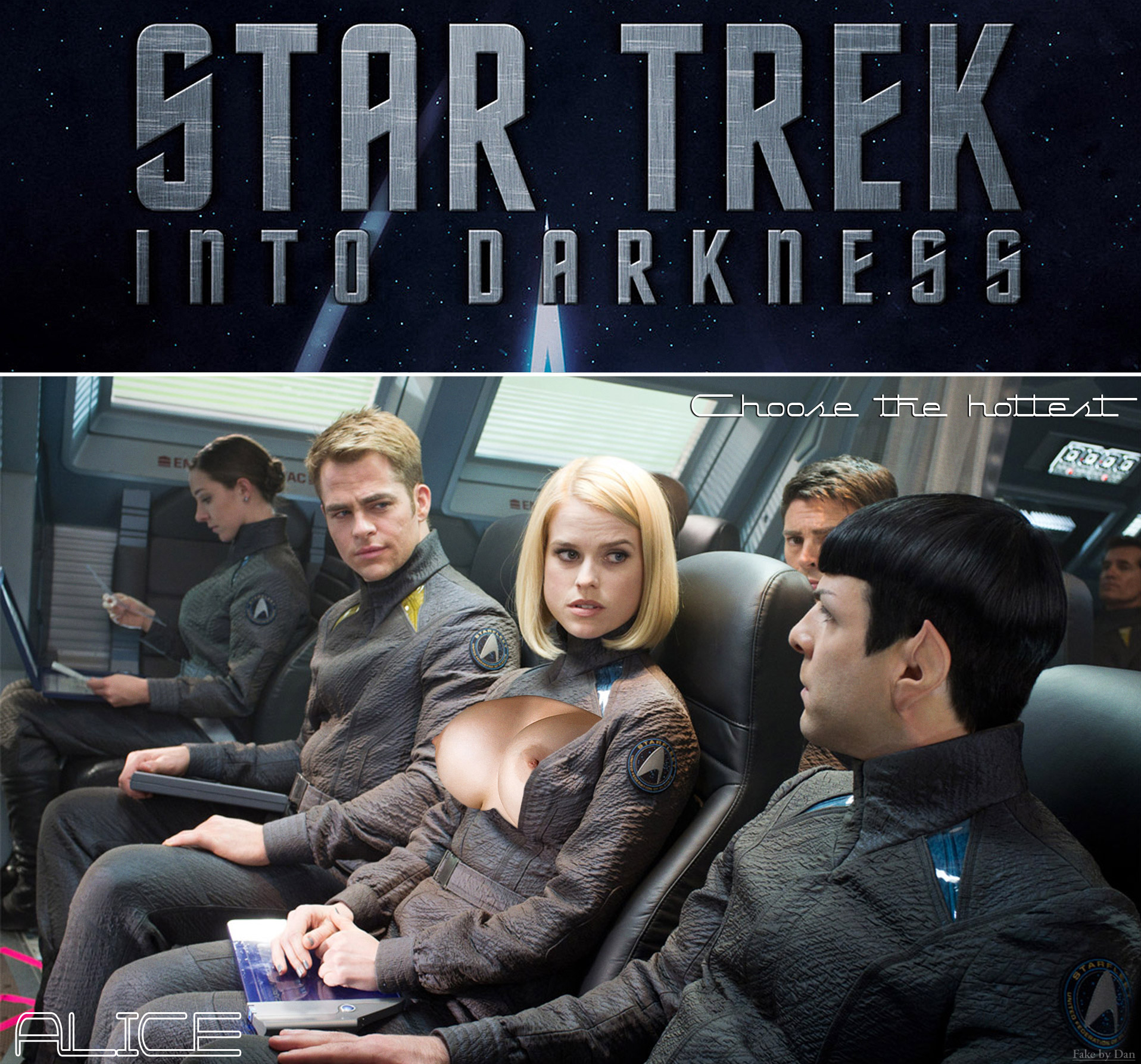 Post 1721680 Alice Eve Carol Marcus Chris Pine Fakebydan Fakes James T Kirk Spock Star Trek