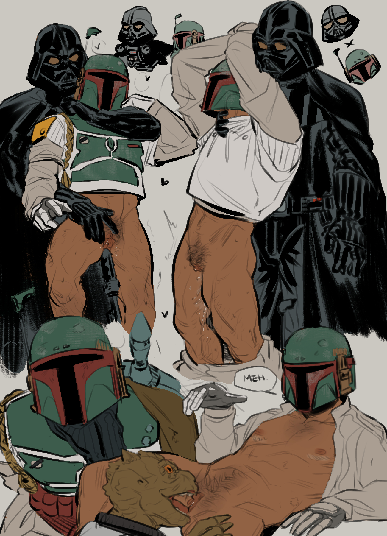 Boba_Fett Bossk Darth_Vader Star_Wars Trandoshan francisxie