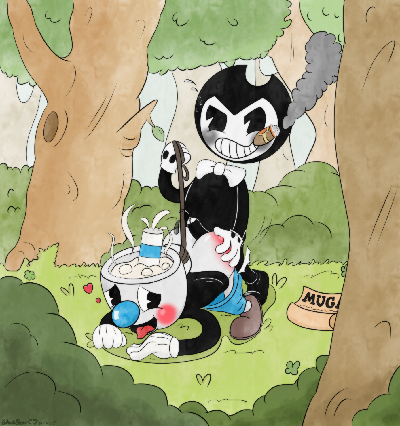 Post 2364122: Bendy Bendy_and_the_Ink_Machine BluejayCJ crossover  Cuphead_(series) Mugman