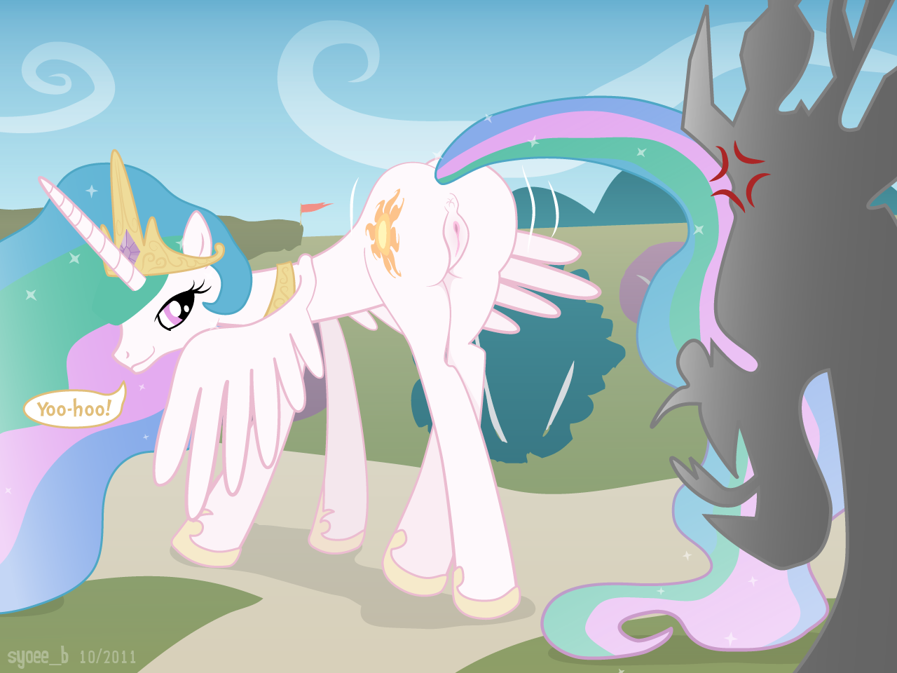 Post 729665: Discord Friendship_is_Magic My_Little_Pony Princess_Celestia  syoee_b