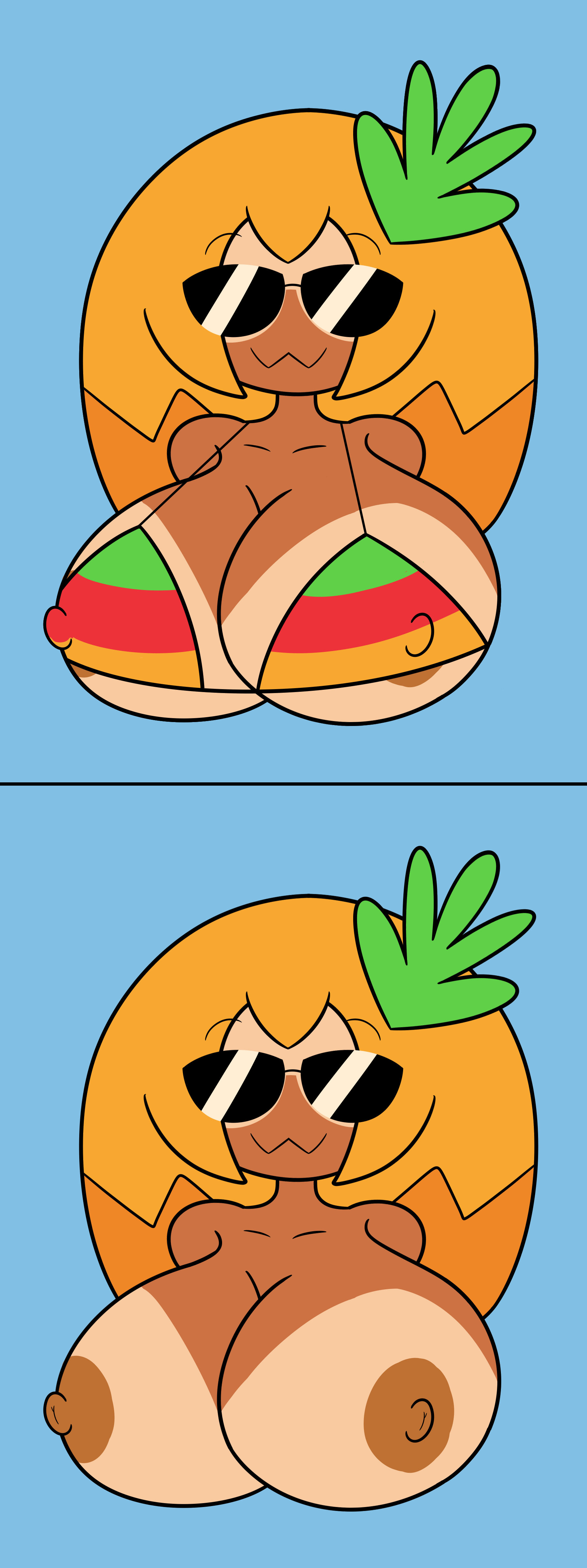 Borzoi looking at pineapple