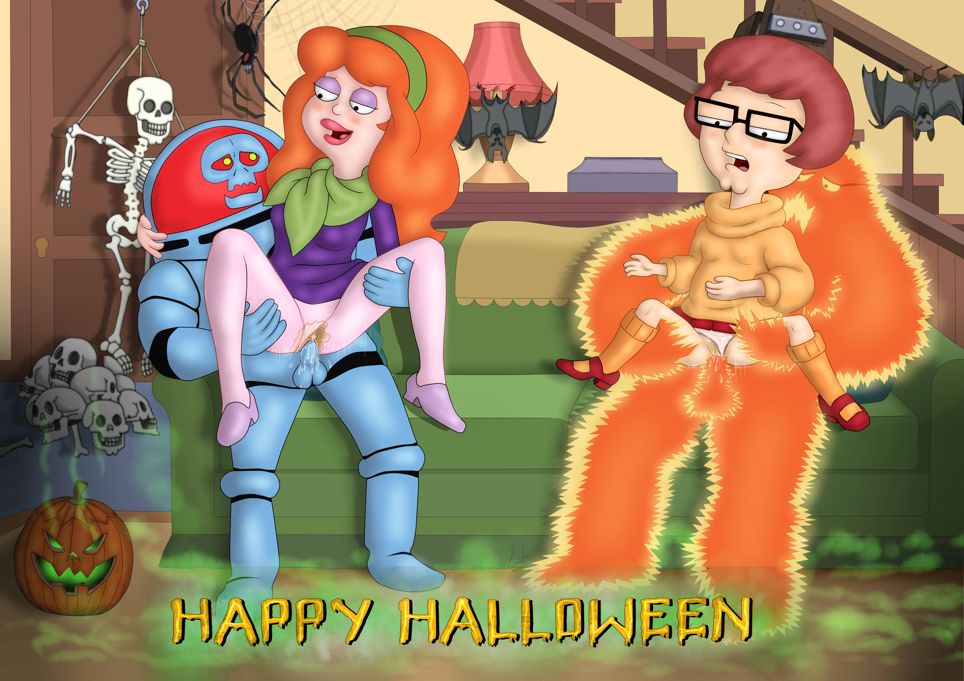 10,000_Volt_Ghost American_Dad Daphne_Blake Francine_Smith Halloween Rule_63 Scooby-Doo_(series) Spooky_Space_Kook Steve_Smith Velma_Dinkley evgeniym