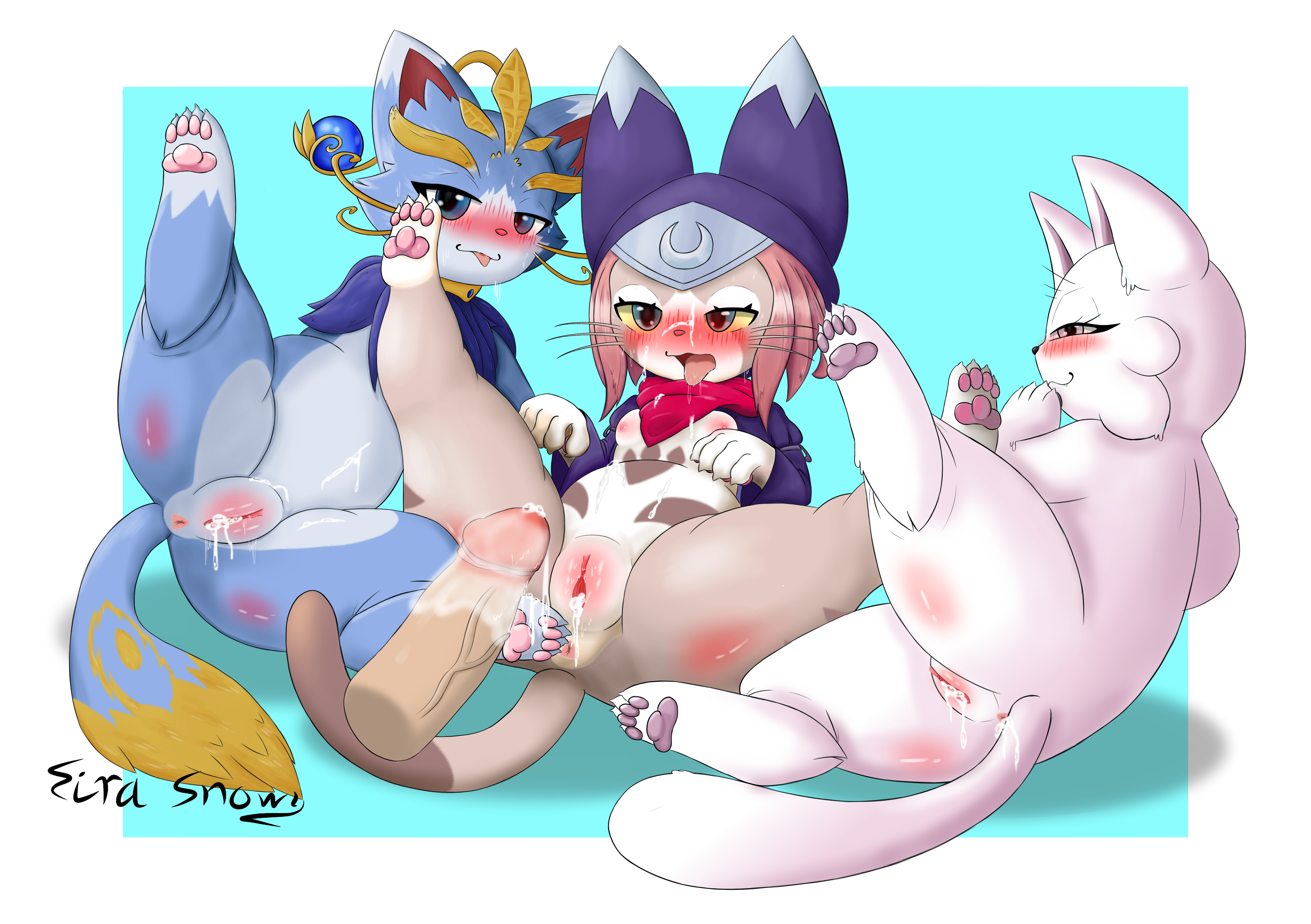 EiraSnowy Felyne League_of_Legends Lotion_Cat Monster_Hunter Monster_Hunter_Stories_2:_Wings_of_Ruin Tsukino Yuumi crossover