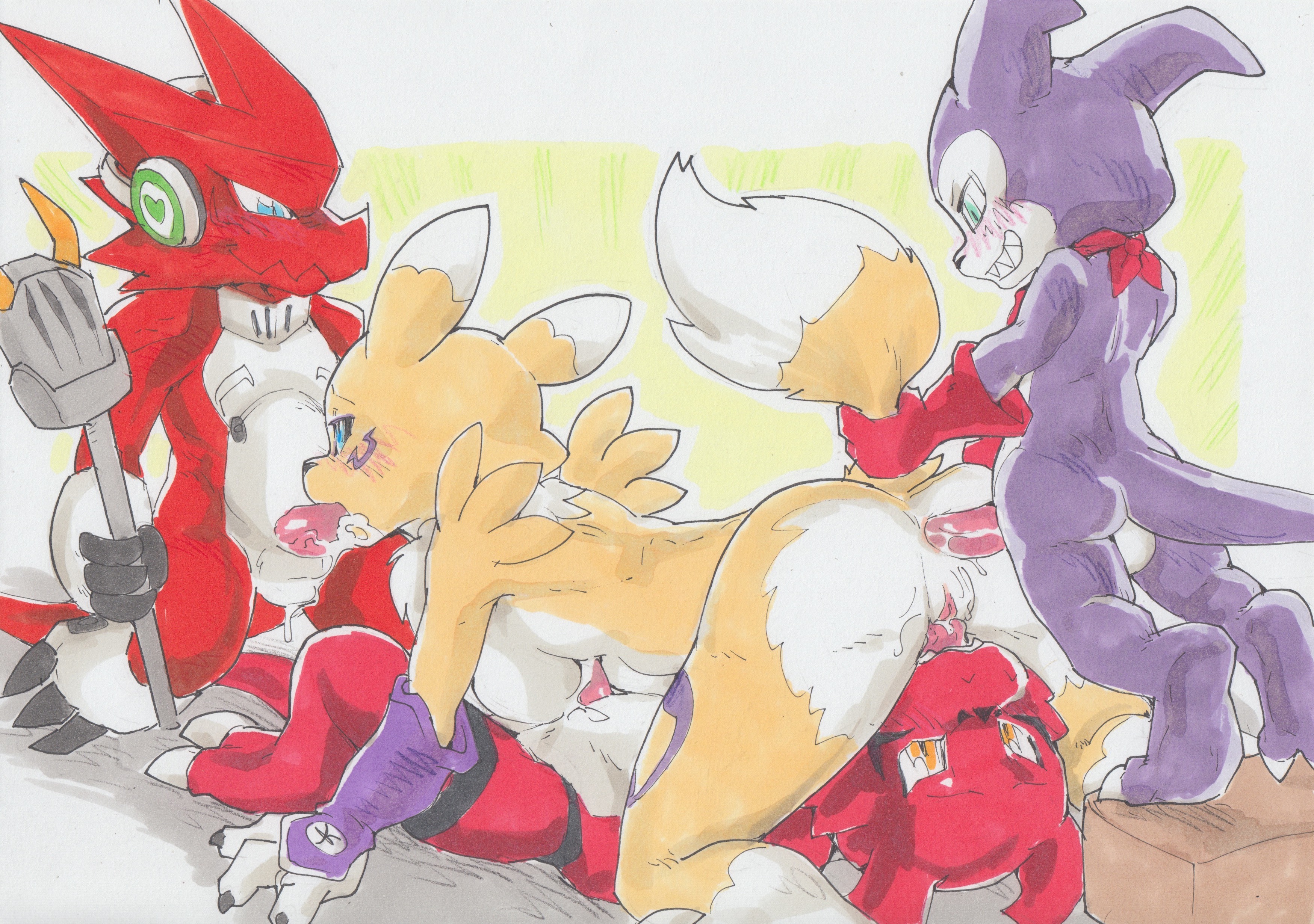 Digimon Guilmon Impmon Renamon Shoutmon daigaijin