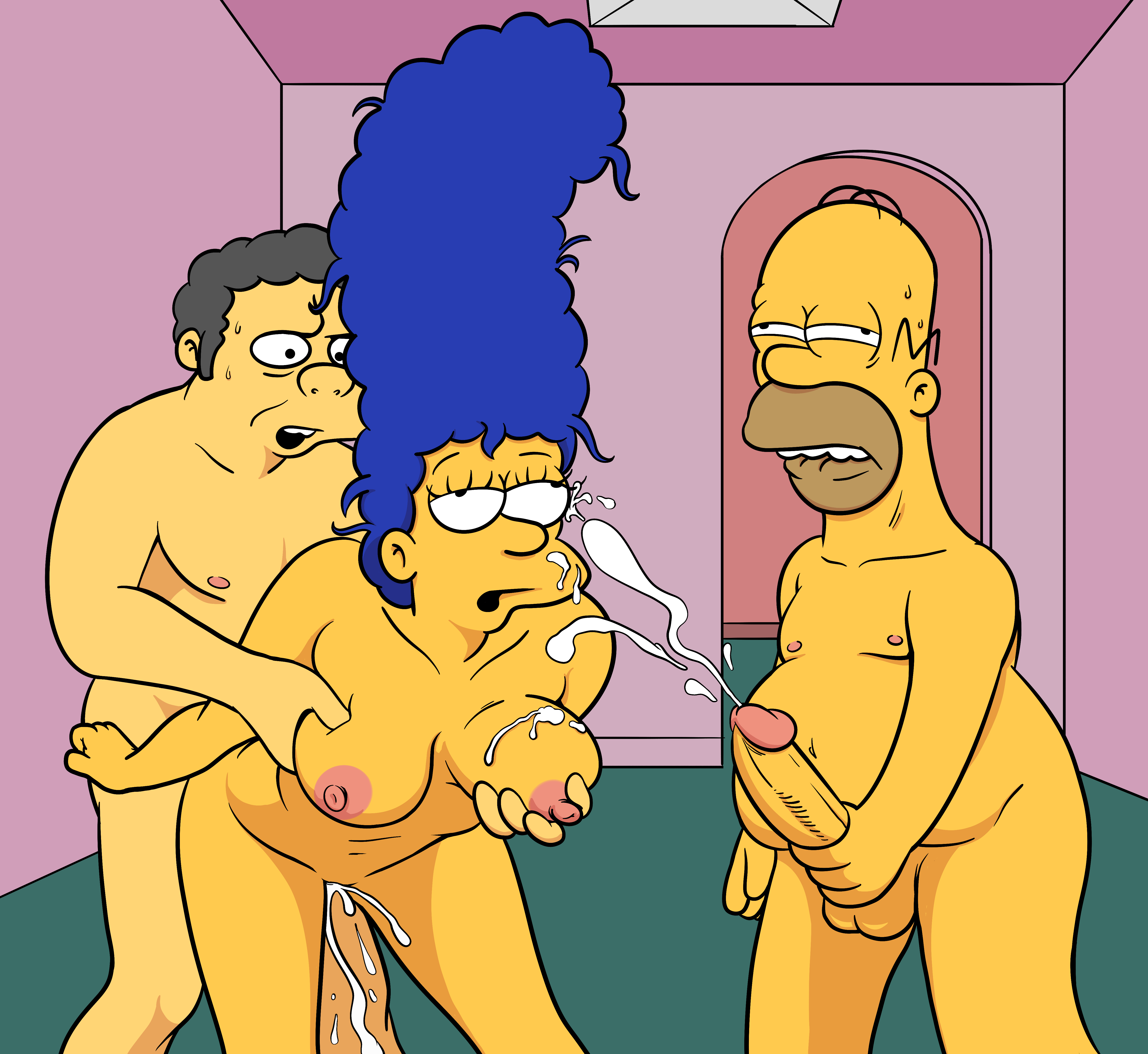 Homer_Simpson Marge_Simpson Moe_Szyslak The_Simpsons lockandlewd