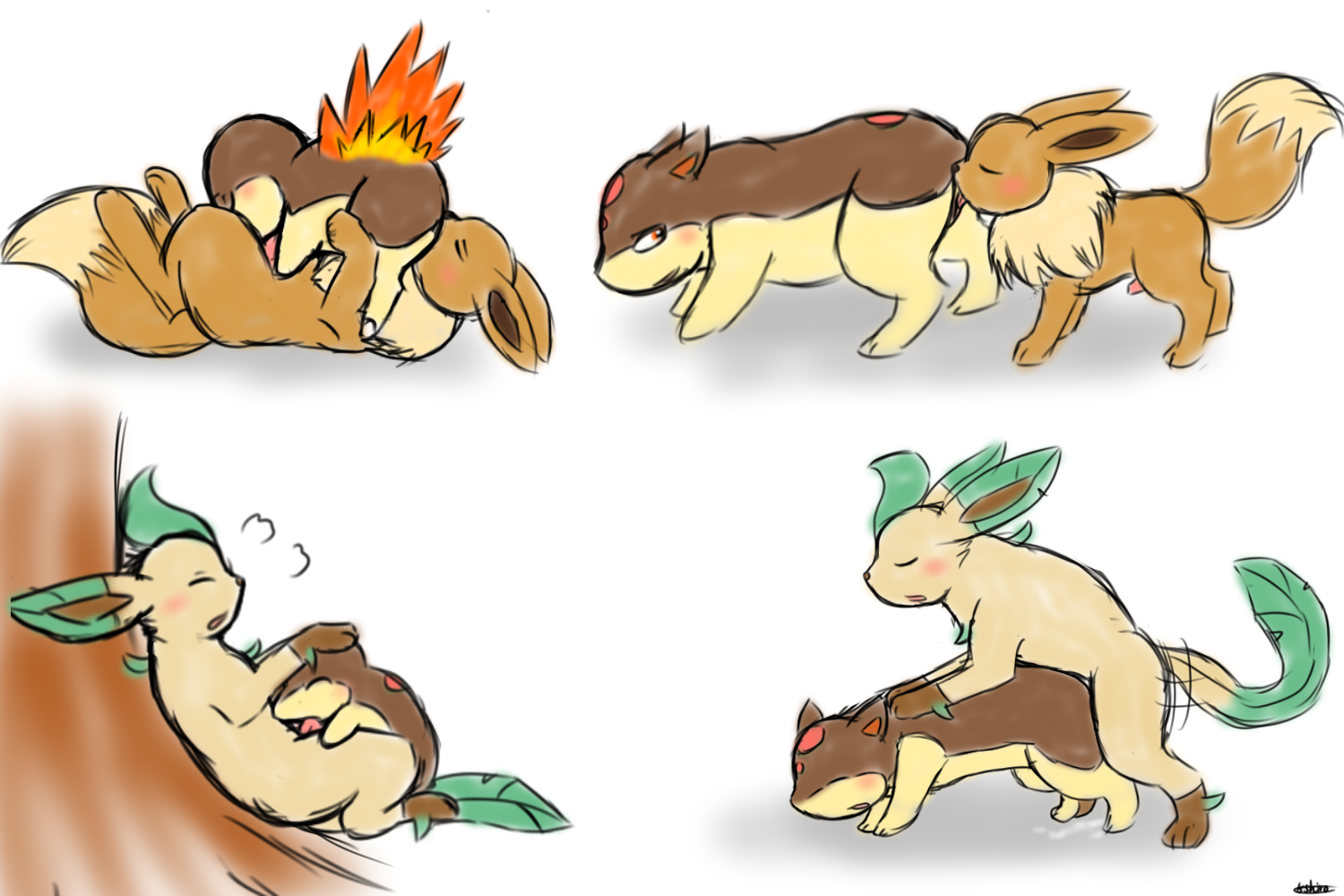 Cyndaquil Eevee Kyoushiro Leafeon Porkyman Quilava